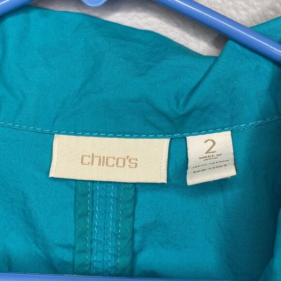 Chico’s Turquoise Full Zip Jacket Size 2 - Picture 2 of 9